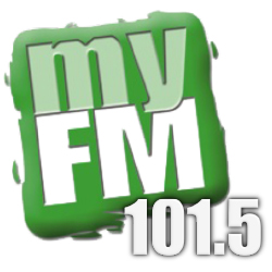 myFM 101.5 logo in green and white.