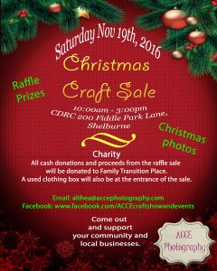 ACCE Photography Christmas Craft Sale flyer.