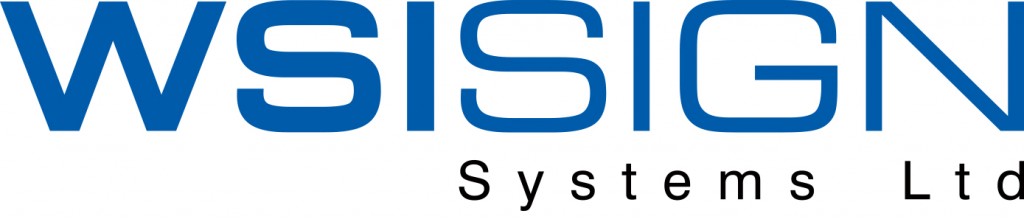 WSI Sign Systems Ltd. logo in blue, black and white.
