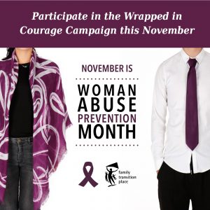 Wrapped in Courage campaign sign showing the new purple scarf and purple tie.