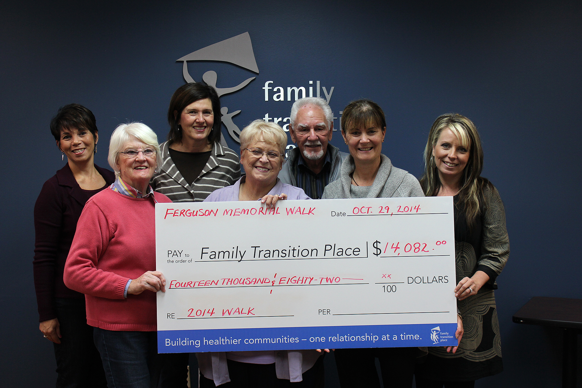 Cheque Presentation Supplied By Citizen Family Transition Place