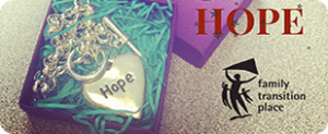 Gifts of Hope, heart shaped bracelet with the word Hope inscribed.