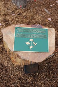 Family Transition Place's land acknowledgment plaque.