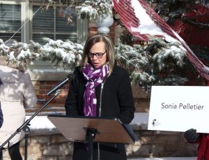 Lyn Allen speaking at the National Day of Remembrance and Action on Violence Against Women.