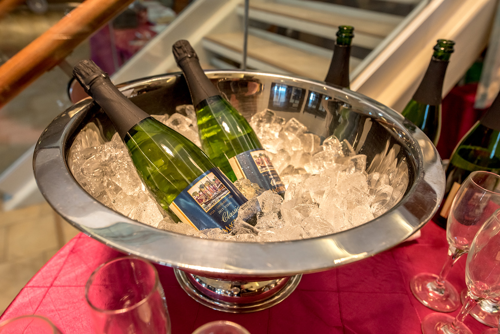 Beverages displayed on ice at the 2020 International Women's Day Celebration Luncheon.