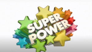 Colourful graphic of the words super power