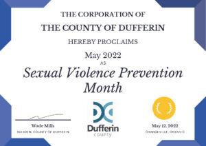 Sexual Violence Prevention Month proclamation by the County of Dufferin 2022
