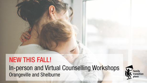 fall 2022 and winter 2023 counselling workshops featured image woman facing a window with baby over her shoulder