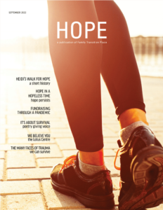 Hope magazine cover page with women's legs and feet walking on a cobblestone path.