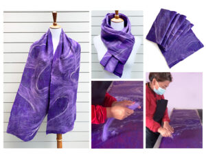 2022 Wrapped in Courage purple scarf being handmade.