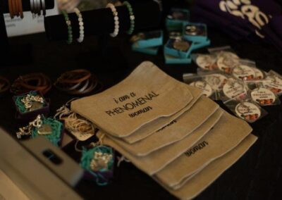 Vendor table items from March 8, 2023 International Women's Day Celebration Luncheon fundraising event.