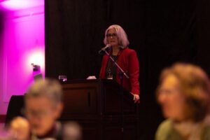Family Transition Place Executive Director Norah Kennedy from March 8, 2023 International Women's Day Celebration Luncheon fundraising event.