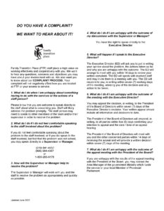 Do you have a complaint brochure containing information on how to submit a complaint with Family Transition Place