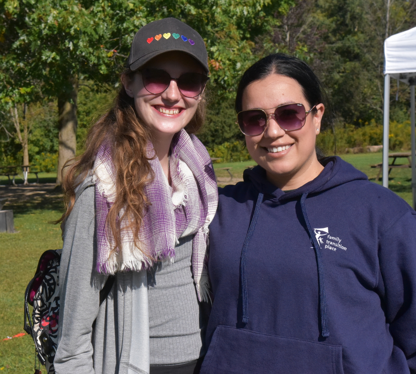 Laura and friend smiling at the camera enjoying the day at Heidi's Walk for Hope September 2023.