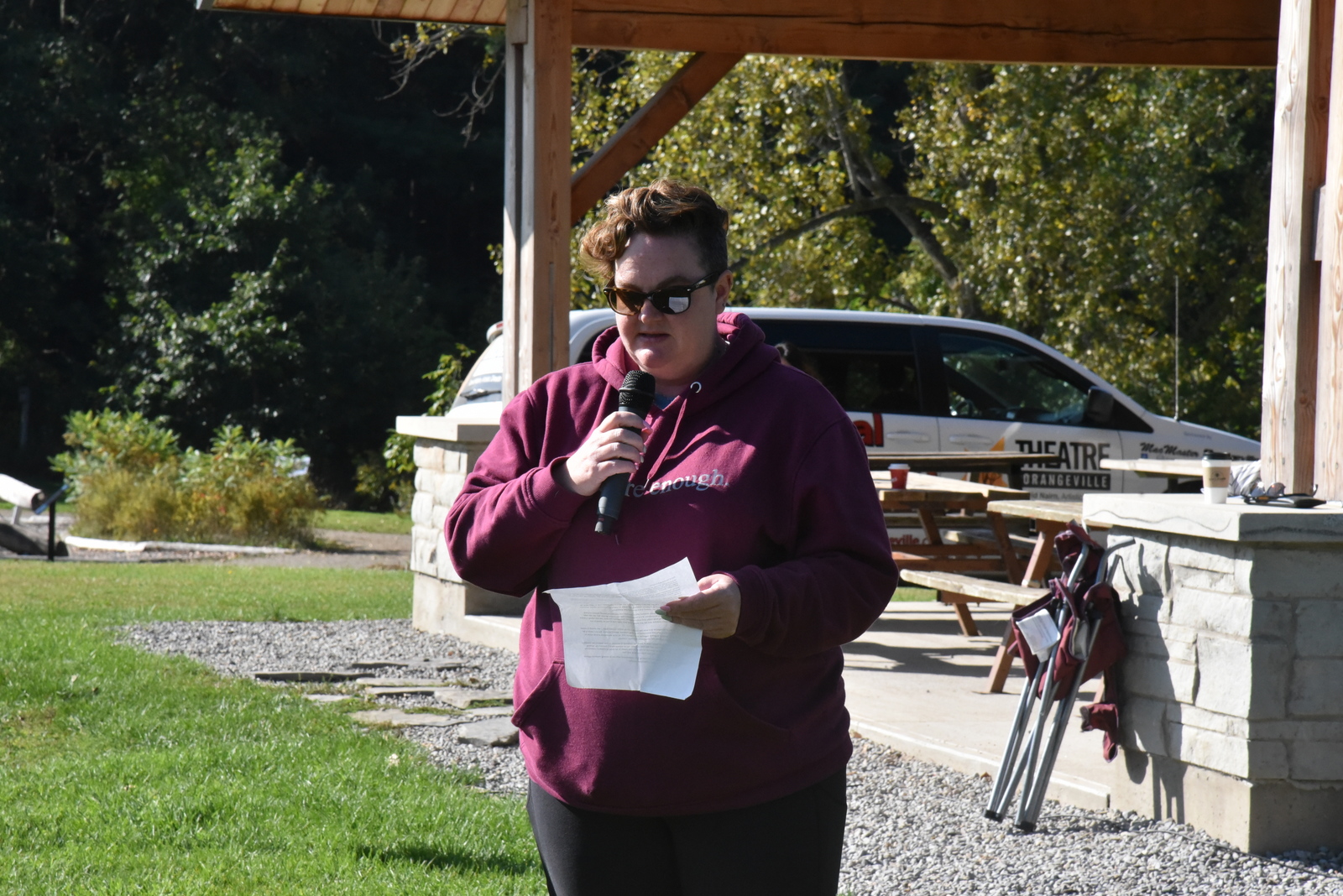 Mayor of Orangeville, Lisa Post speaking at Heidi's Walk for Hope September 2023.