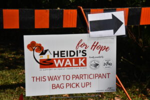 Heidi's Walk for Hope September 2023 directional sign along the walk.