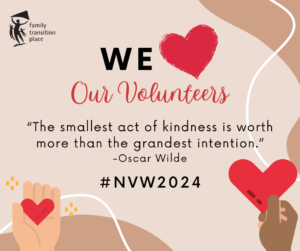 National Volunteer Week April 14 to April 20 graphic diverse hands holding hearts